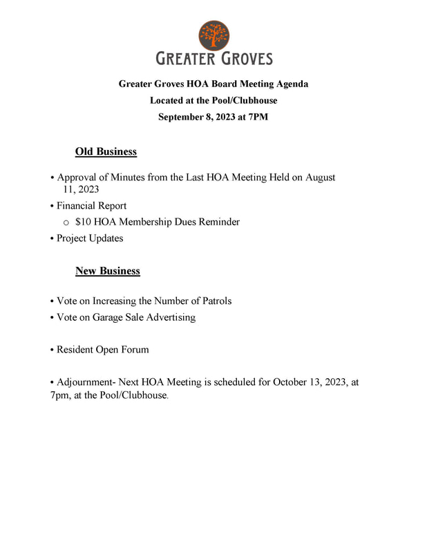 9/8/23 Meeting Agenda Greater Groves HOA Official Website of the